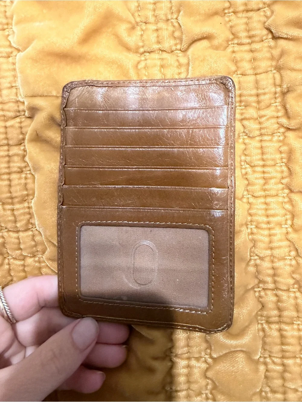 Hobo euro slide wallet in truffle polished leather